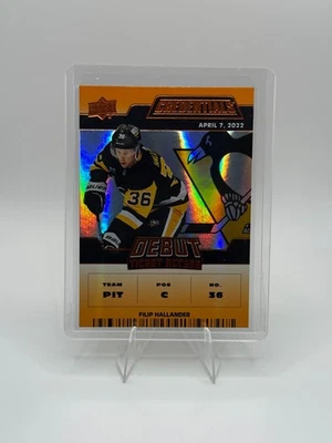 FILIP HALLANDER ORANGE DEBUT TICKET ACCESS 076/149 #175 2022-23 UD CREDENTIALS - Image 1 of 2