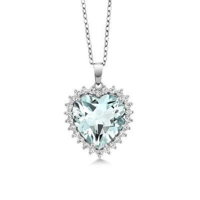 Collar con corazón de plata de ley 925 | Collar colgante con halo de amor para mujer | 1/2 Foto 1 de 4