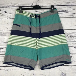 Patagonia Board Shorts Mens W31 Swim Trunks Bold Striped Green Blue Beach - Picture 1 of 12