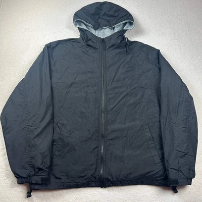 Port Authority Black Hooded Nylon Resin Coated Full Zip Jacket Mens M - Image 1 of 4