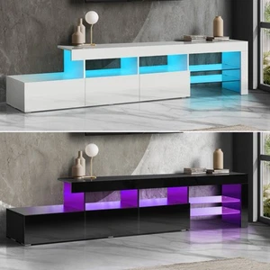 Oikiture TV Unit Entertainment Unit TV Cabinet Stand LED RGB Gloss Storage 220CM - Picture 1 of 30