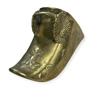 Zapato vintage de latón metal en relieve cuerno estilo cuchara acento decorativo - Imagen 1 de 8