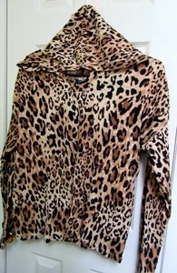 NWT~"CHAPS"~RALPH LAUREN~WOMENS LEOPARD PRINT HOODED PULLOVER TOP XL~LONG SLEEVE - Picture 1 of 10