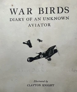 War Birds Diary of an Unknown Aviator Grider John Vintage Ex-library 1926 1st Ed - Picture 1 of 24
