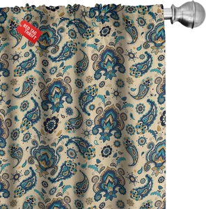 Paisley Curtains, Colorful Vintage Floral, Pair of - 28" X 84", Yellow Cream - Picture 1 of 34