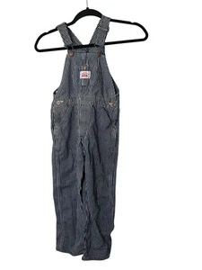 Round House Bib Overalls Youth Size 7 Hickory Stripe Blue Denim Railroad USA - Picture 1 of 4