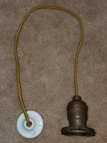 Vintage Brass Fat Boy Socket Shade Holder Porcelain Ceiling Mount Hanging Light Cover