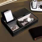 Leather Valet Tray 5 Compartment Organiser Textured Wallet Jewellery Storage Box