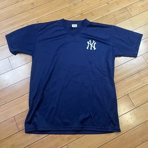 VTG MLB Majestic New York Yankees Blue Jersey Shirt Men Sz L - Picture 1 of 7