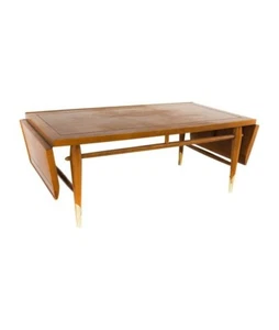 Lane Copenhagen Mid Century Walnut and Brass Drop Leaf Coffee Table - Picture 1 of 6
