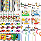 Race Car Party Favors 84 PCS Mini Race Cars Keychains Slap Bracelet Stickers Str