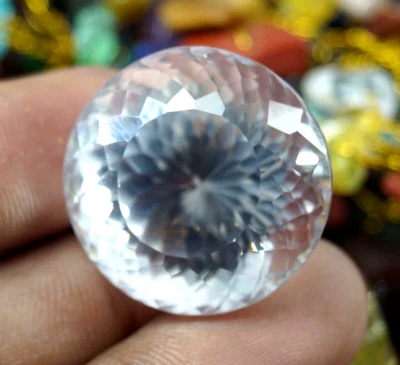 Zafiro blanco natural 125 quilates corte redondo certificado facetado piedra preciosa suelta certificada Foto 1 de 4