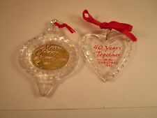 Vintage Mixed Pair of Anniversary Glass Mom & Dad 40 Years Christmas Ornaments