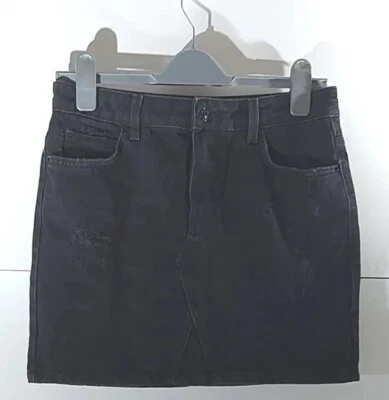 Hallhuber Black Denim Mini SKIRT UK8  Distressed With Front Dart Detail - Image 1 of 4