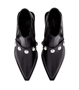 Attribute Patti Leather Black Studded Ankle Boots-40-$485 MSRP - Picture 1 of 5