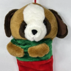 Medias de Navidad Prima Creations de colección perro cachorro peluche patas marrones blanco rojo 3D - Imagen 1 de 11