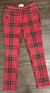 Children’s Place Red Ponte Knit Plaid Leggings Jeggings Pants 6X/7 Zipper Accent - Picture 1 of 10