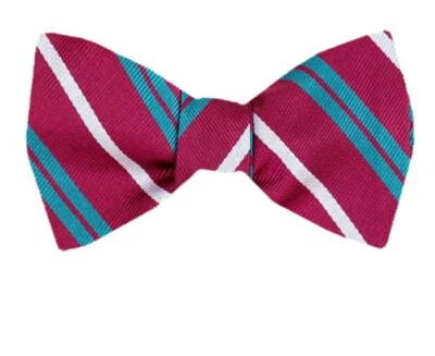 Men's 100% Silk Designer Self Tie Striped Woven Bowtie- NWT - Image 1 of 3