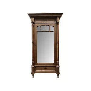 Antique 19th century  French Louis XV oak mirrored armoire/wardrobe with drawers - Picture 1 of 10