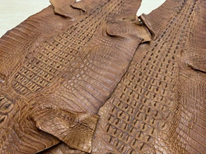 Crocodile Horn Back Leather Tan Color (100% Genuine skin) - Picture 1 of 6