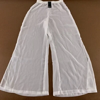 Pantalones de playa Nasty Gal para mujer talla 8 blancos de gasa transparente pierna dividida nuevos con etiquetas *defecto Foto 1 de 4