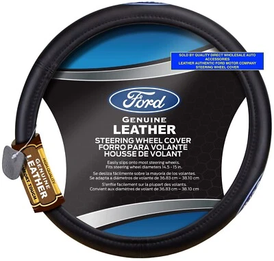 FORD LEATHER Steering Wheel Cover / Universal Fit / Ford Motor Company Licensed - Image 1 of 3