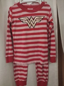 Hanna Andersson Wonder Woman Pajamas Pink & Red Stripes Girls Size 110 4-5  - Picture 1 of 12