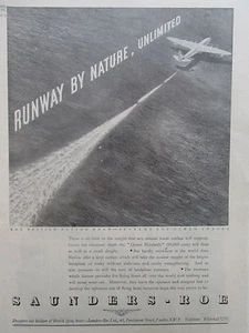 11/1946 PUB SAUNDERS-ROE BRITISH FLYING BOAT QUEEN ELIZABETH ORIGINAL AD - Picture 1 of 2