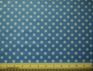 By the 1/4 yard cotton fabric Waverly 3/8" White Polka Dots on Light Blue - Picture 1 of 2