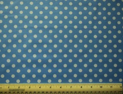 By the 1/4 yard cotton fabric  Waverly  3/8" White Polka Dots on Light Blue - Image 1 of 2