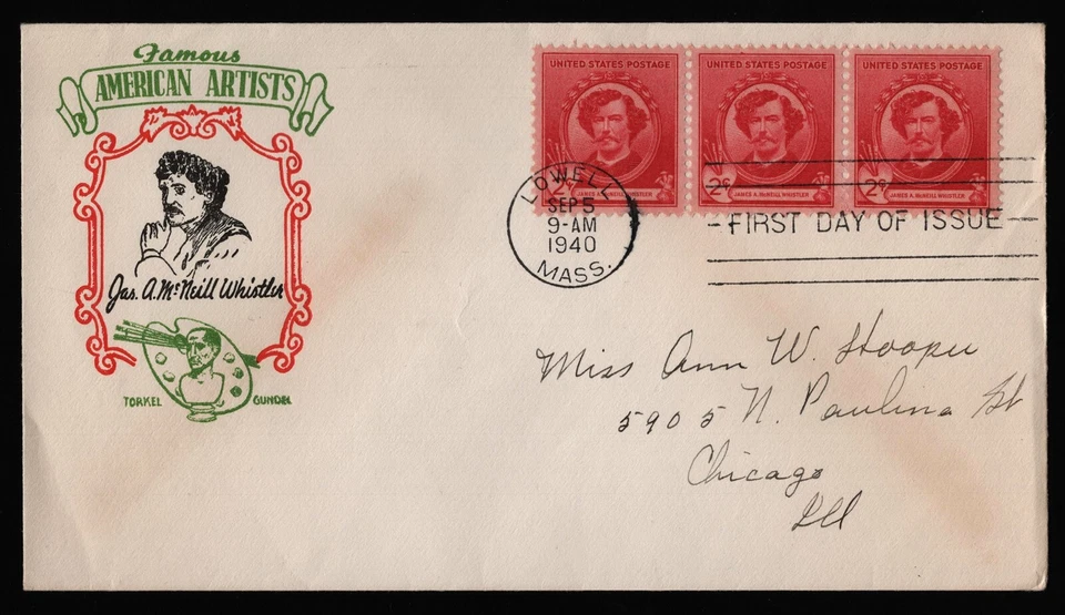 #885 2c James Whistler, Torkel-Gundel FDC **ANY 5=FREE SHIPPING** - Image 1 of 1