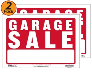 2 Pack - Garage Sale Sign 9"x12" Durable Plastic, Weatherproof, Bright Visible - Picture 1 of 2