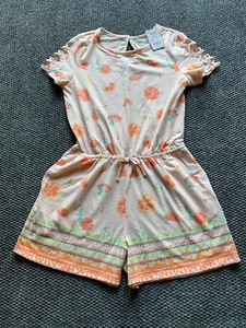 Mudd Girls Romper Shorts Tan w/Grapefruits Size XL 14 NWT - Picture 1 of 7