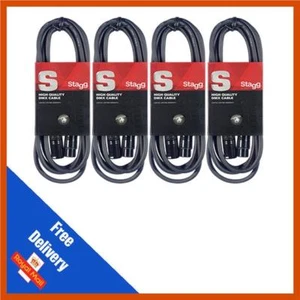 4 x Stagg 3M Negro Cable de Iluminación DMX Plomo XLR Micrófono Calidad Banda DJ Disco - Imagen 1 de 2