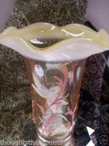 Fenton VASE Silken Sand CATALOG EXCL #d 419 signed CHRISTENE  FREE USA SHIPPING - Picture 1 of 2