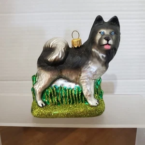 Christmas Glass Mouth-blown Hand Painted Alaskan Malamute Ornament 4" Poland - Picture 1 of 8