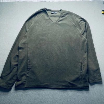 Vintage Guess Herren Fleece Pullover oliv Polyester XXL V Ausschnitt Raglan KAL Retro kuschelig - Bild 1 von 4