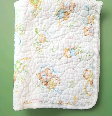 Cobertor de berço acolchoado vintage anos 80 SHIRT TALES 33" x 42" - Imagem 1 de 4