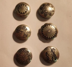 Native American Silver Button Covers- Set Of 6 - Picture 1 of 3