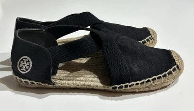 Tory Burch CATALINA Alpargata Zapatos Planos Negros Talla 6.5 Foto 1 de 4
