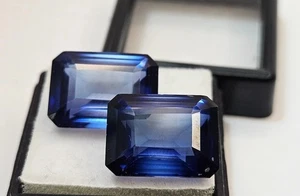 Fabulous Blue Tanzanite Emerald Cut 28+Ct Natural Loose Certified Pair Gemstone - Picture 1 of 7