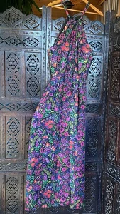 NWOT Floral Chiffon Halter Dress XL Maxi Dress Boho Whimsy Fairy Purple Womens - Picture 1 of 16