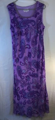 Maxi Vestido para Mujer Studio I 14W Púrpura Cachemira Boho Sin Mangas Fluido Romántico Foto 1 de 4