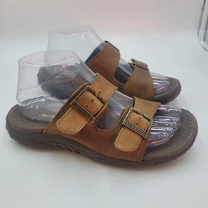 Skechers Women's Reggae Jammin Sandals Size 7 Brown Leather Outdoor Beach Casual - Picture 1 of 9
