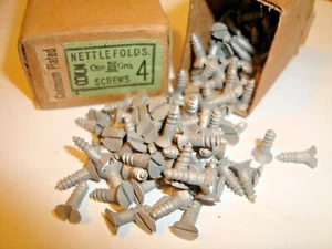 NETTLEFOLDS Slotted Steel WOOD SCREWS 3/8" x 4g Cadmium Plate sealed box of 144 - Picture 1 of 5