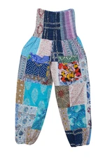Boho Cotton Patchwork Harem Pant Printed Ethnic Comfy Yoga Elastic Waist Pants