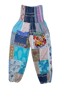 Boho Cotton Patchwork Harem Pant Printed Ethnic Comfy Yoga Elastic Waist Pants