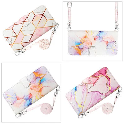 For Samsung S24 A15 A05 A24 Colorful+Lanyard PU Leather Wallet Case Phone Cover - Image 1 of 4