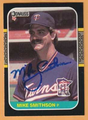 Mike Smithson Minnesota Twins AUTO Signed 1987 Donruss Tennessee Volunteers 6I - Image 1 of 2