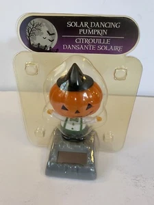 Solar Powered Dancing Pumpkin Bobblehead Toy Halloween Green Black Orange NIP - Picture 1 of 2